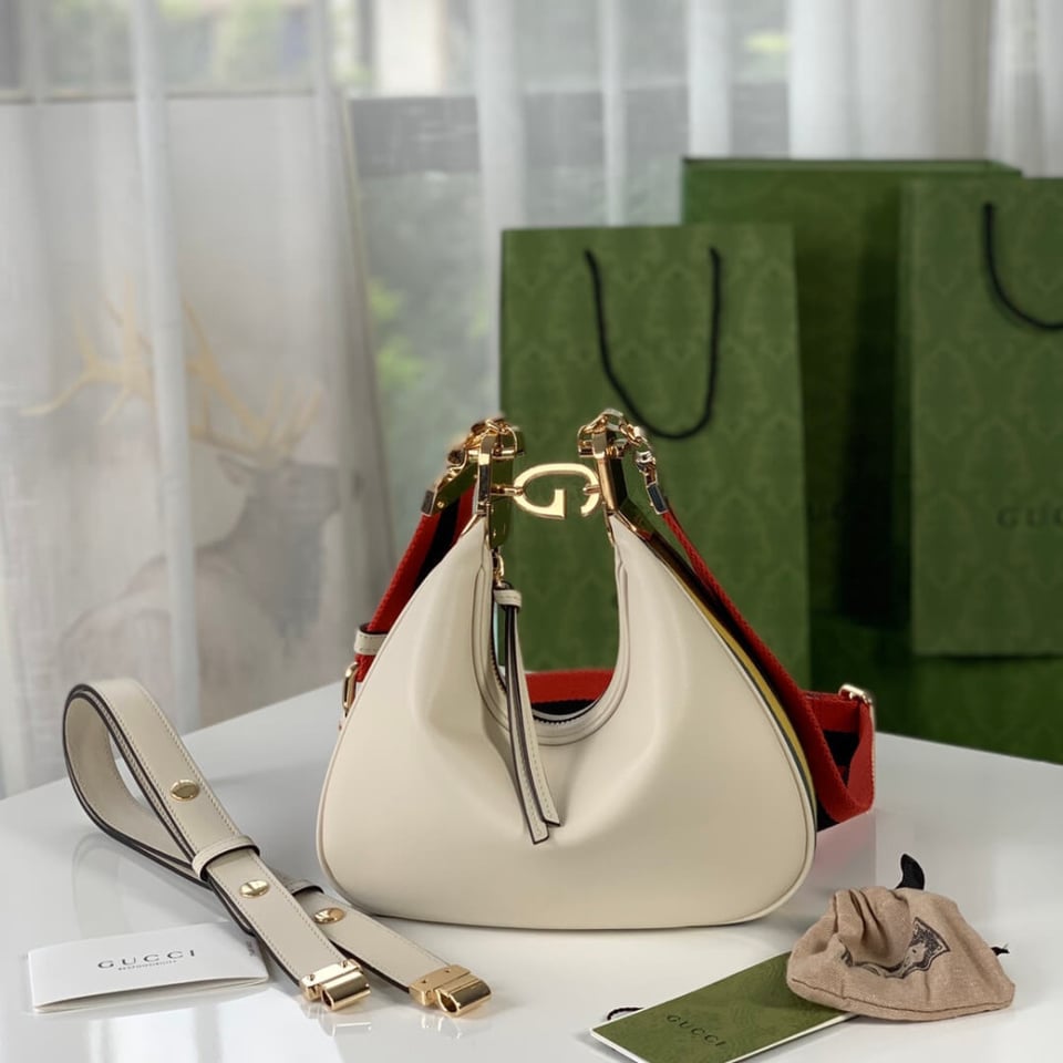Gucci White Leather Attache Small Shoulder Bag view 9