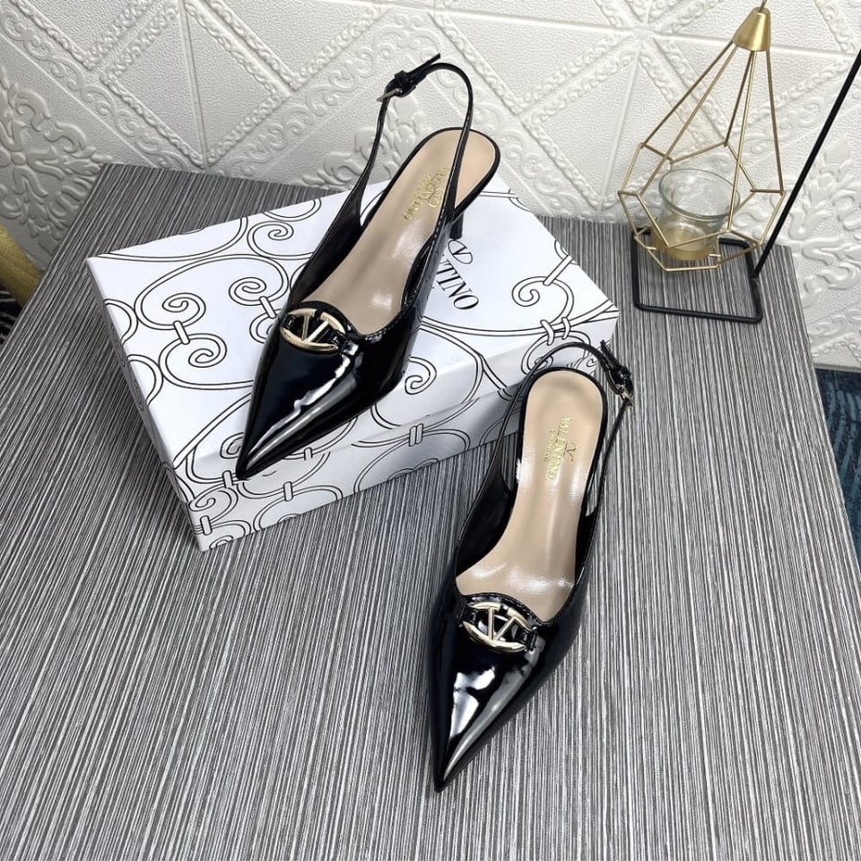 Valentino Vlogo The Bold Edition Slingback Pumps In Patent Leather 60Mm In Black view 4