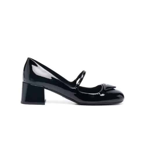 Prada Women’S Logo Patch Heeled Pumps Black 1I768Mf045069