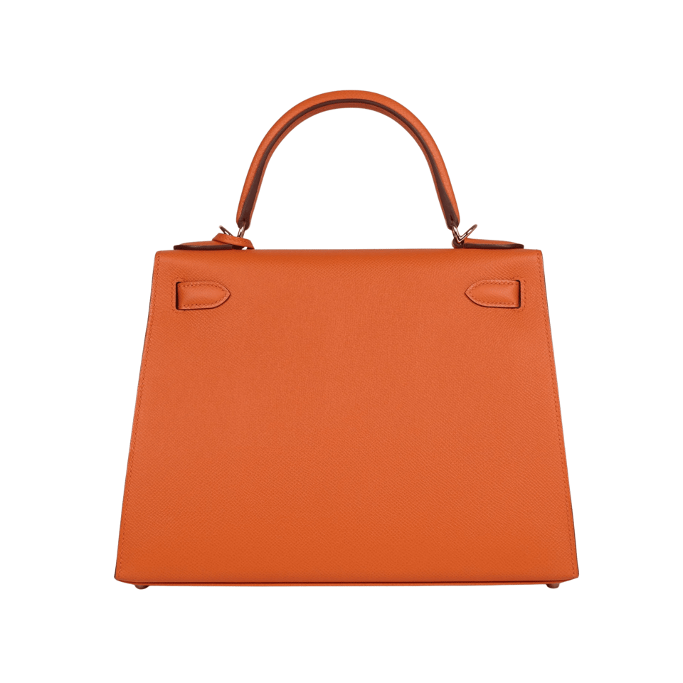 Hermes Kelly 25 Bag In Gold Orange Epsom Leather For Women 25cm/10in view 5