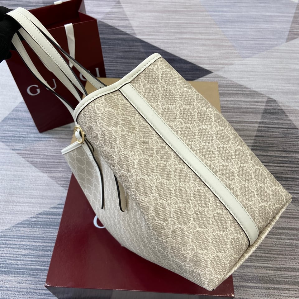 Gucci GG Emblem Large Tote Bag Beige And White Fabric 815213 38cm/15in view 11