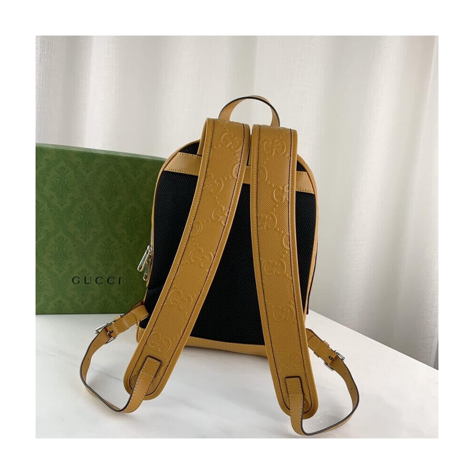 Gucci GG Embossed Backpack in Yellow Leather view 6