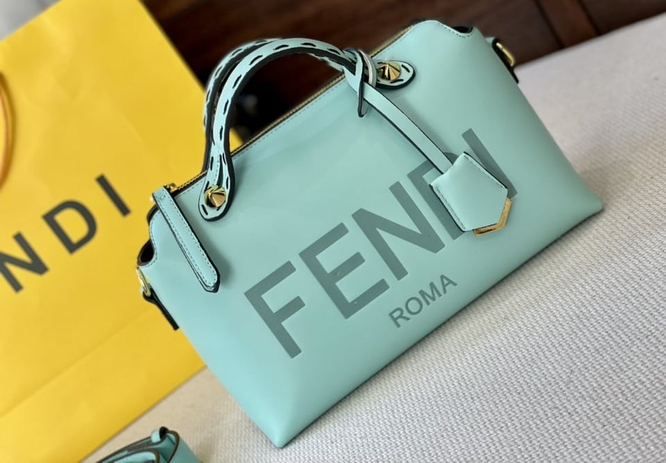 Fendi By The Way Medium Leather Boston Bag Blue 27Cm view 3