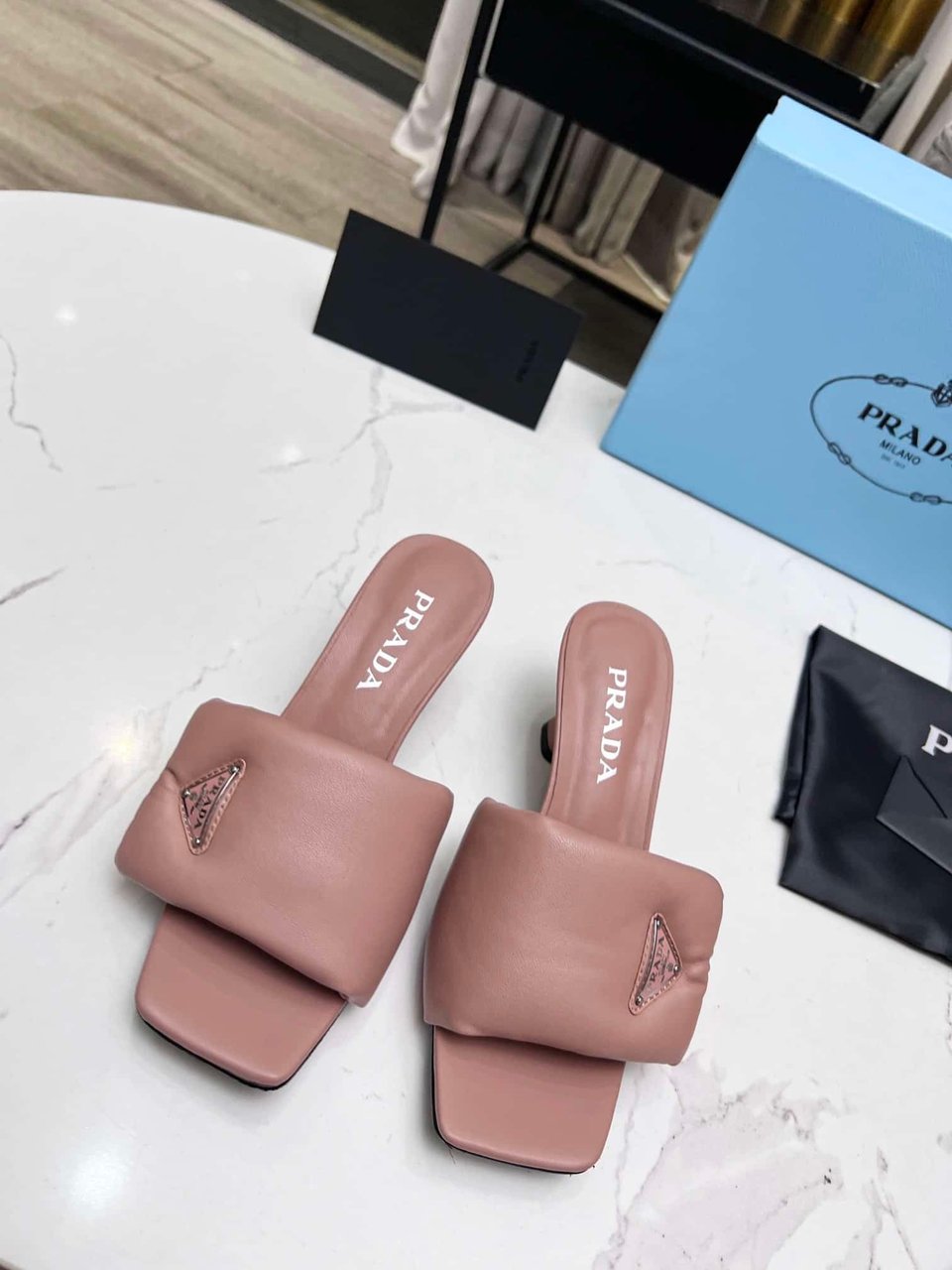 Prada Soft Padded Nappa Sandals Pink view 5
