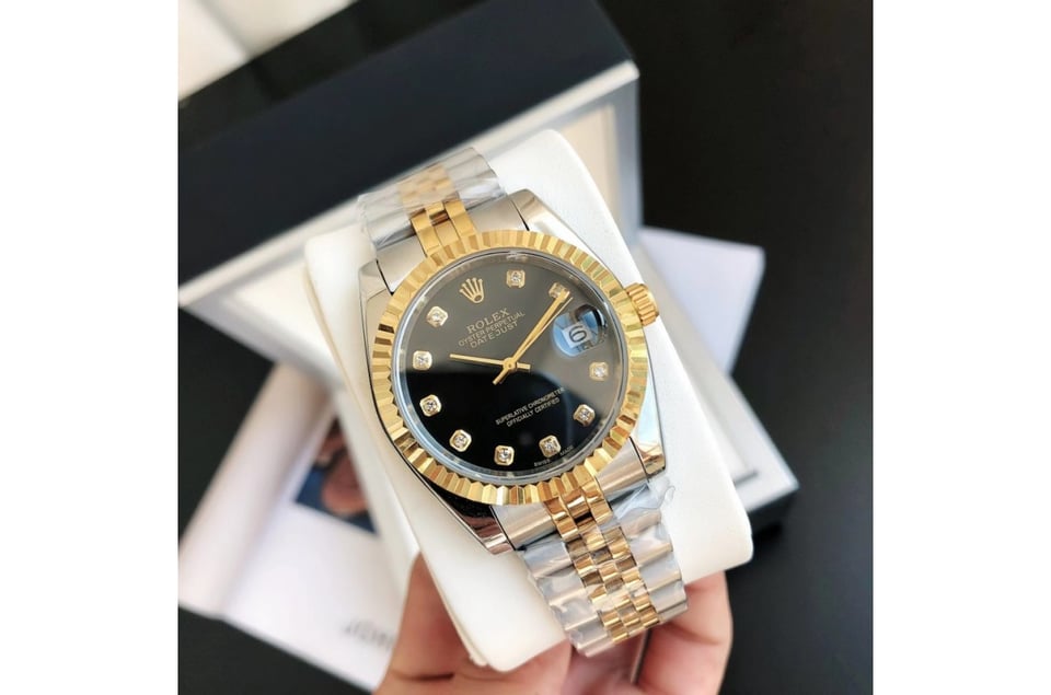 Rolex Datejust 36/28mm RG/SS Jub Black/Dia view 3