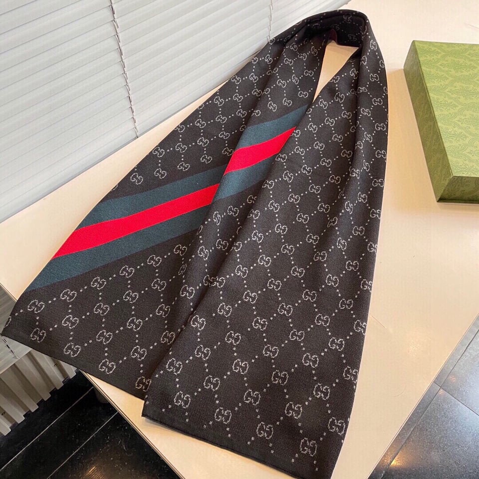 Gucci Cashmere Scarf Stripe Black For Women 190cm view 2