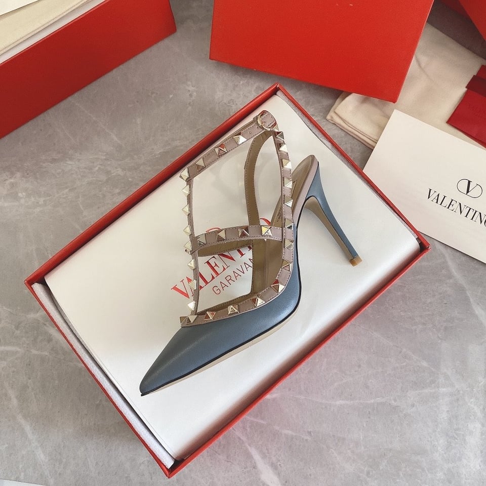 Valentino Patent Rockstud Caged Pump 100Mm Blue view 5