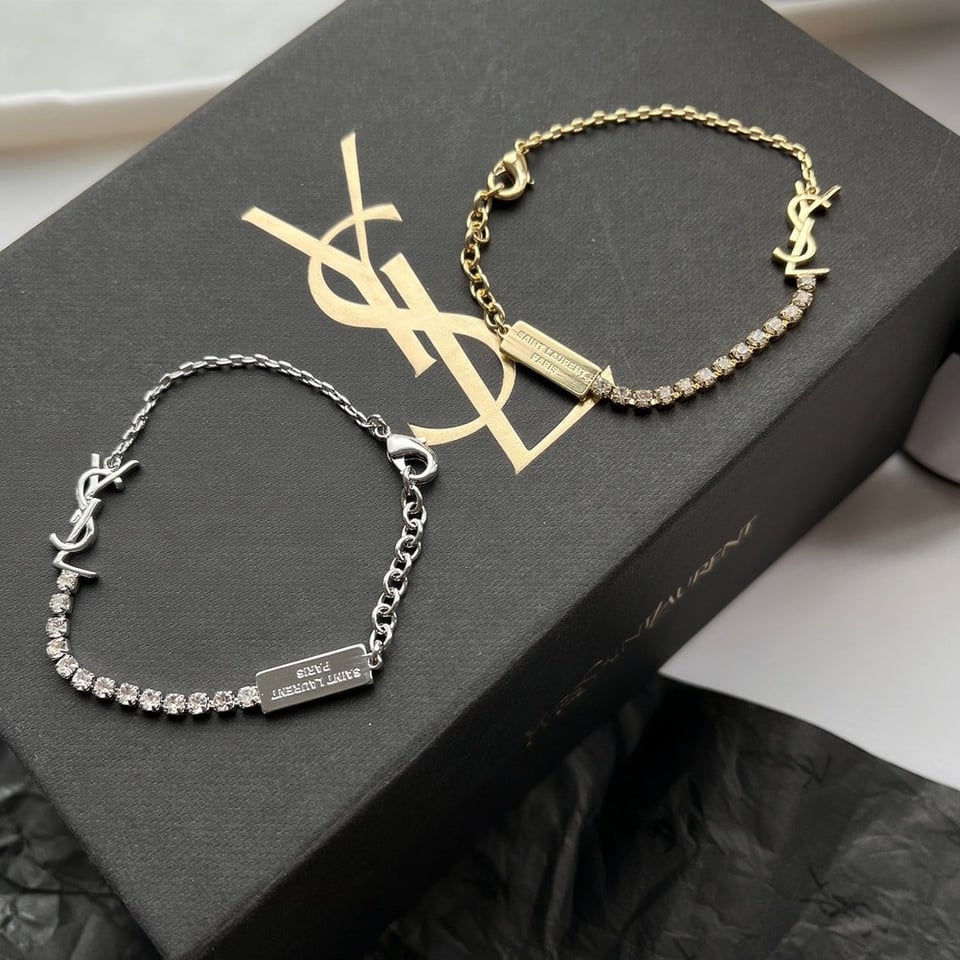 Saint Laurent Cassandre Charm Bracelet Palladium 712345Y15268162 view 4