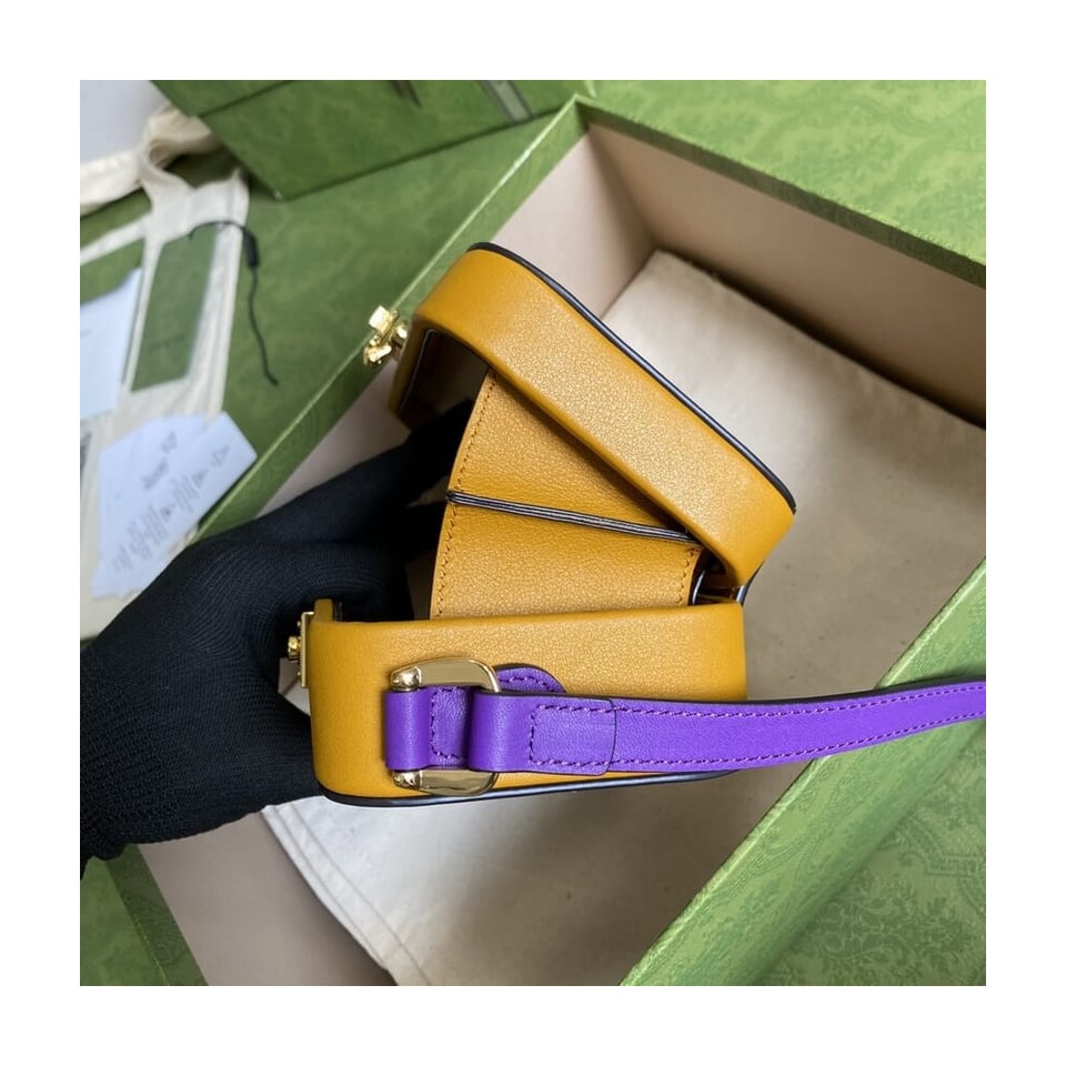 Gucci Interlocking G Mini Bag in Yellow Leather view 9