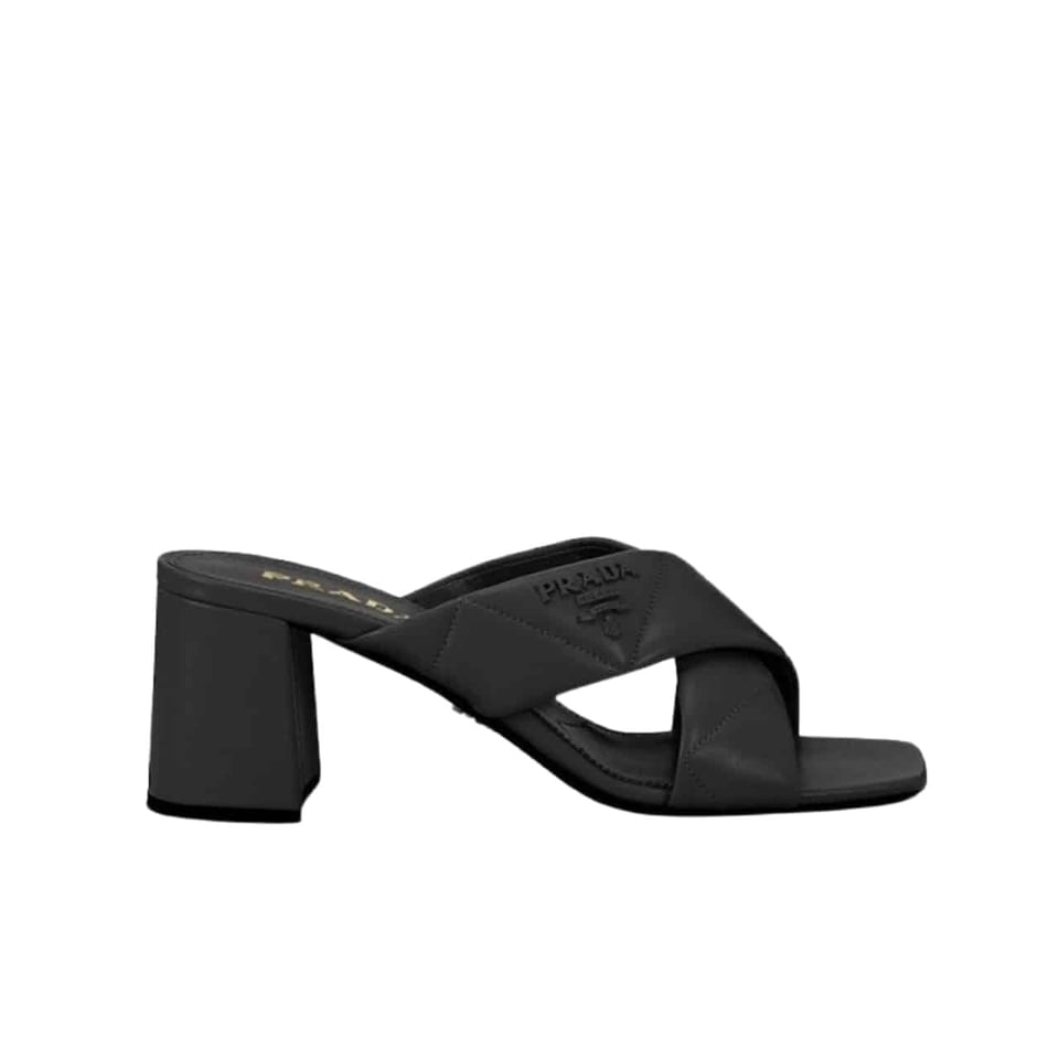 Prada Crossover Nappa Leather Sandals In Black view 2