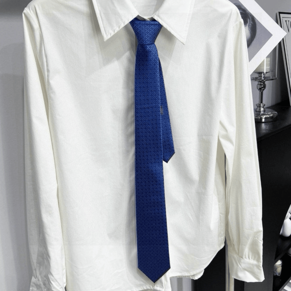 Hermes Blue Pattern Canvas Tie For Men view 8