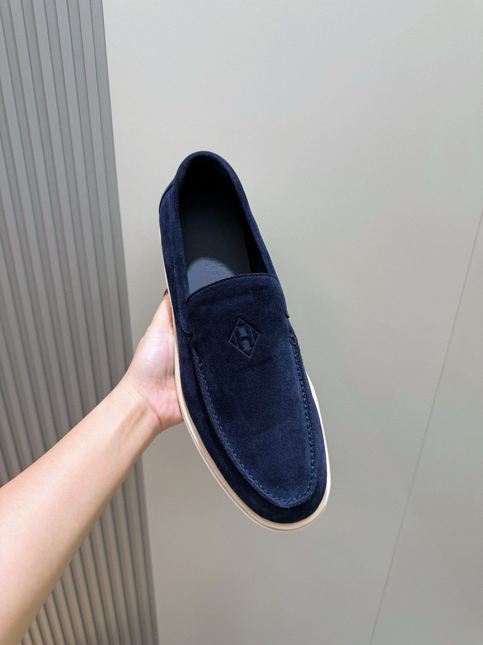 Hermès Navy Suede Loafers- Shoes for Men view 8