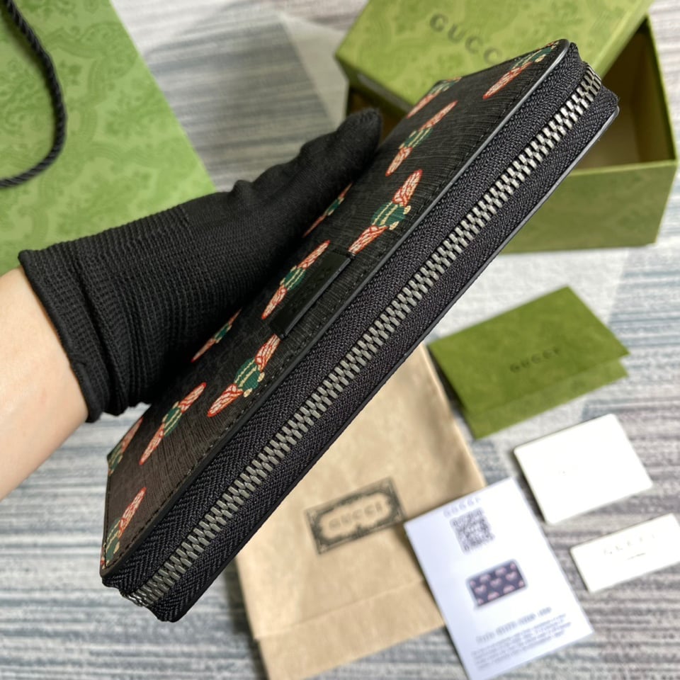 Gucci Ophidia GG Zip Around Wallet With Bee Black 7.5in/19cm For Men view 5