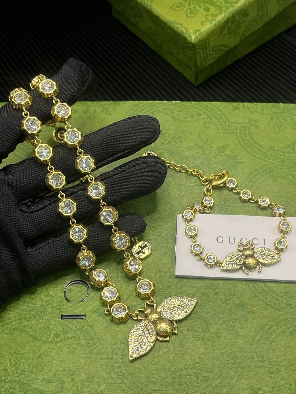 Gucci Bee Necklace With Crystals In Gold ‎629989 J1D50 8062 view 5