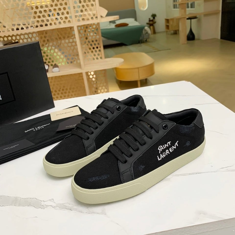 Saint Laurent Court Classic Embroidered Sneakers Black 611106Gup501000 view 9