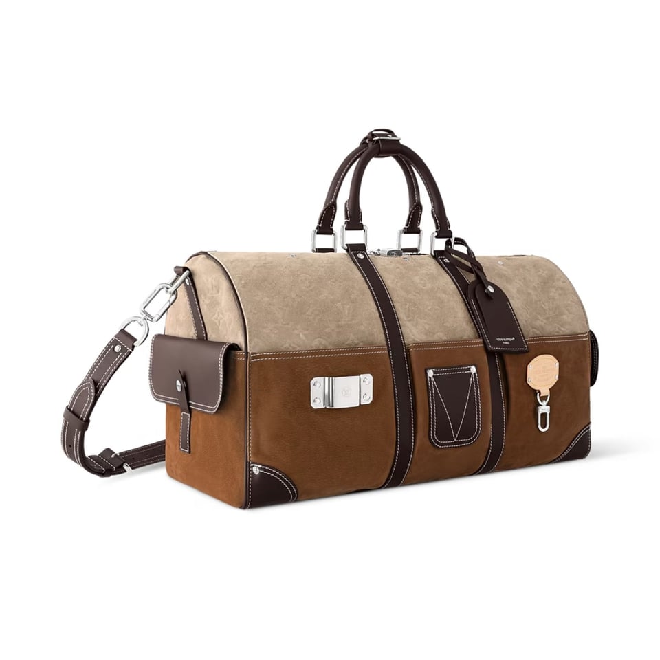 Louis Vuitton Keepall Bandoulière Bag 50cm/19.7in Tan Monogram Suede Leather M26127 view 4