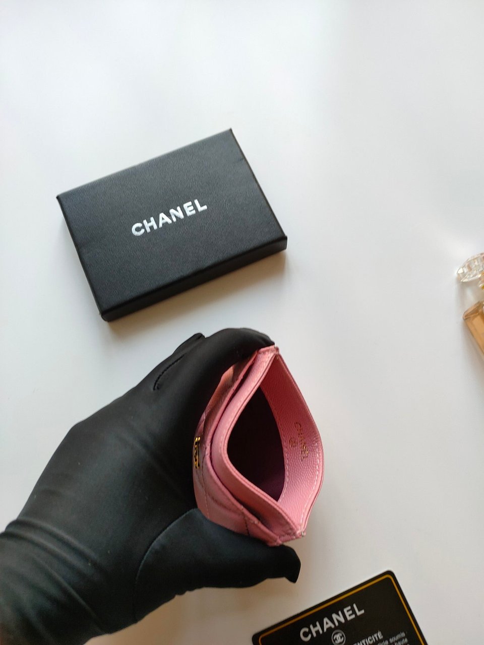 Chanel Card Holder 11.2 Pink Grained Calfskin Gold Icon view 5
