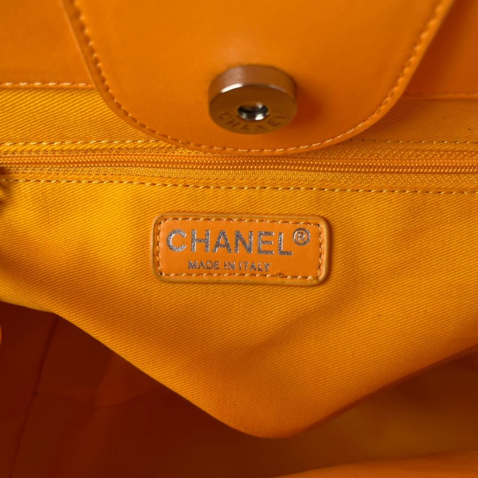 Chanel Shopping Bag 34Cm Orange Purple Calfskin Gold Hardware view 10