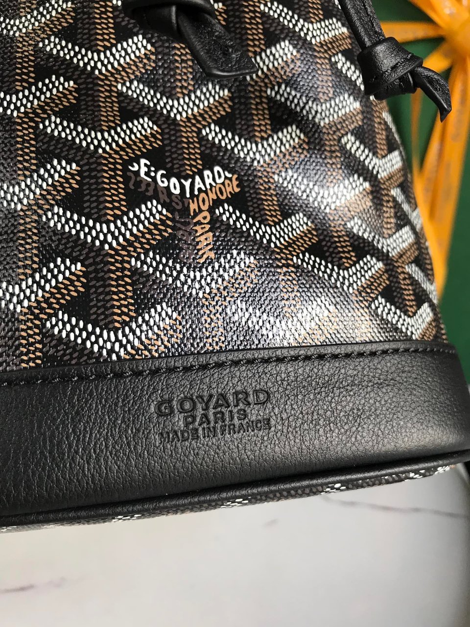 Goyard Petit Flot Bucket Bag 22 Cm Black Goyardine Canvas And Lambskin Trim view 4
