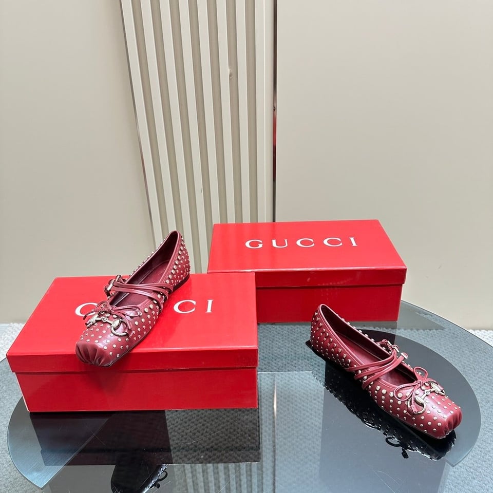 Gucci Women’S Horsebit Ballet Flat Allover Studs Red 821218 Aaeev 6249 view 8