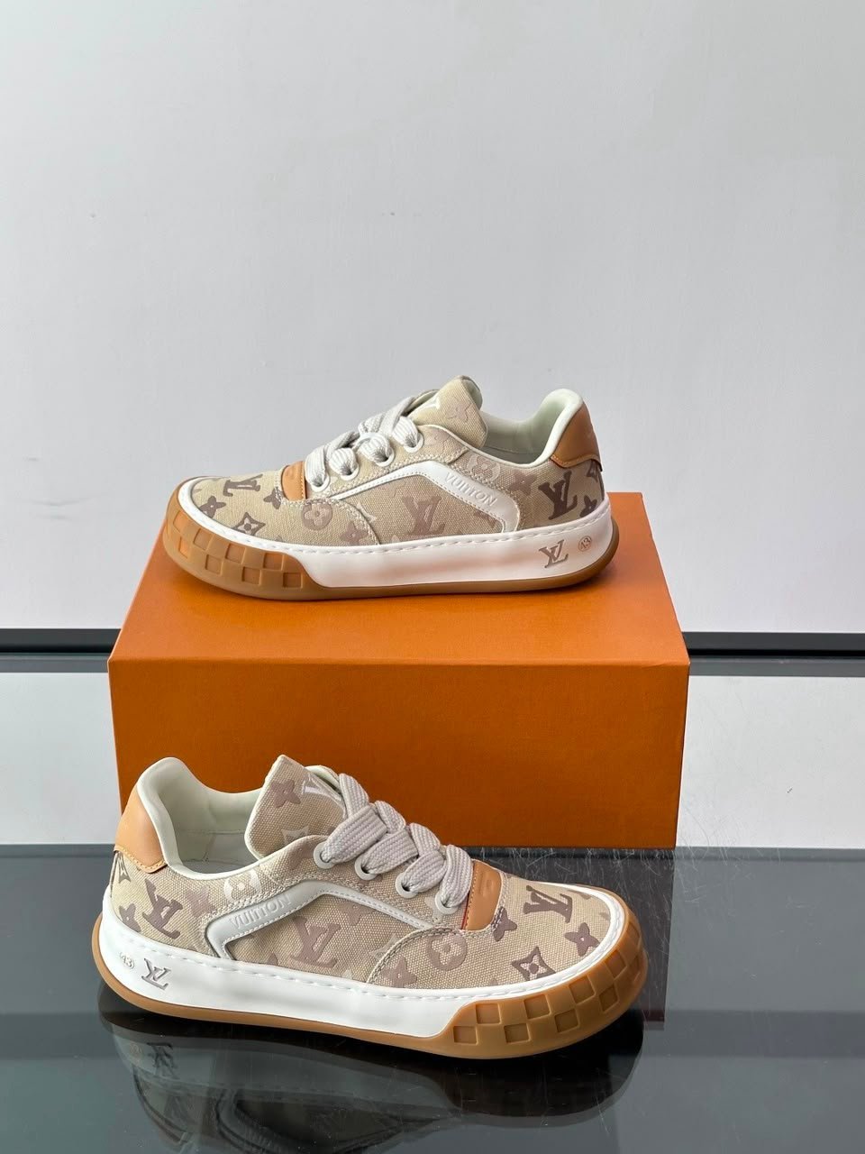 Louis Vuitton Tilted Sneakers Beige Monogram Surplus Canvas 1AK81L view 10