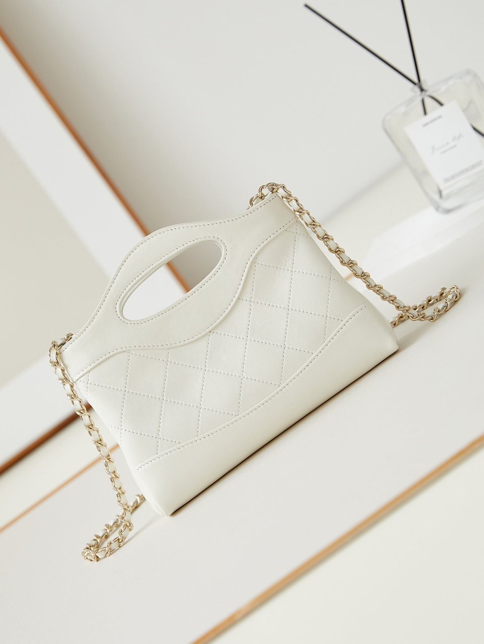Chanel 24S31 Nano Shopping Bag 17.5Cm White Lambskin Gold Hardware view 3