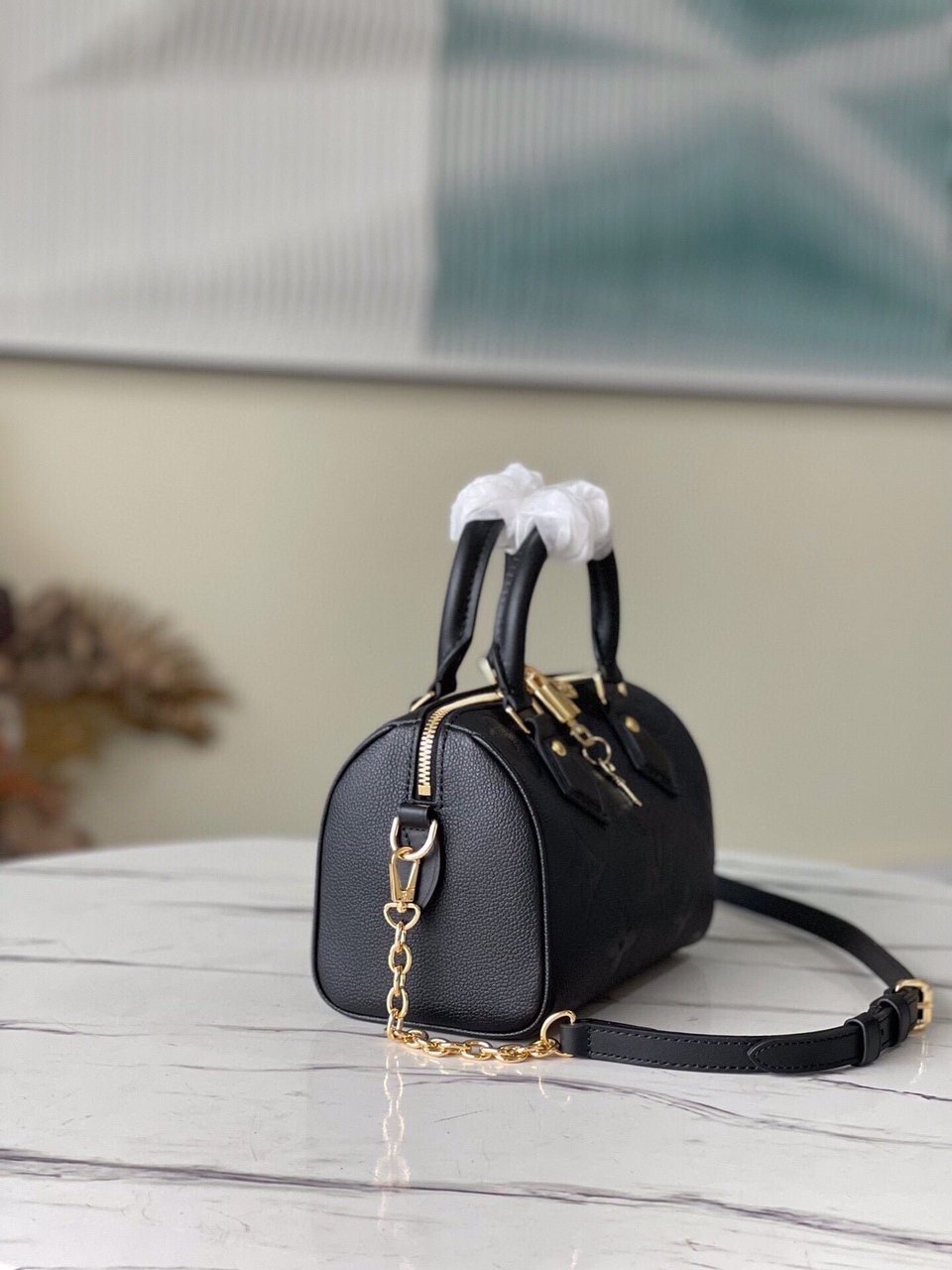 Louis VuittonSpeedy Bandouliere Bag Monogram Empreinte Giant 20 Black 20cm M58953 view 9