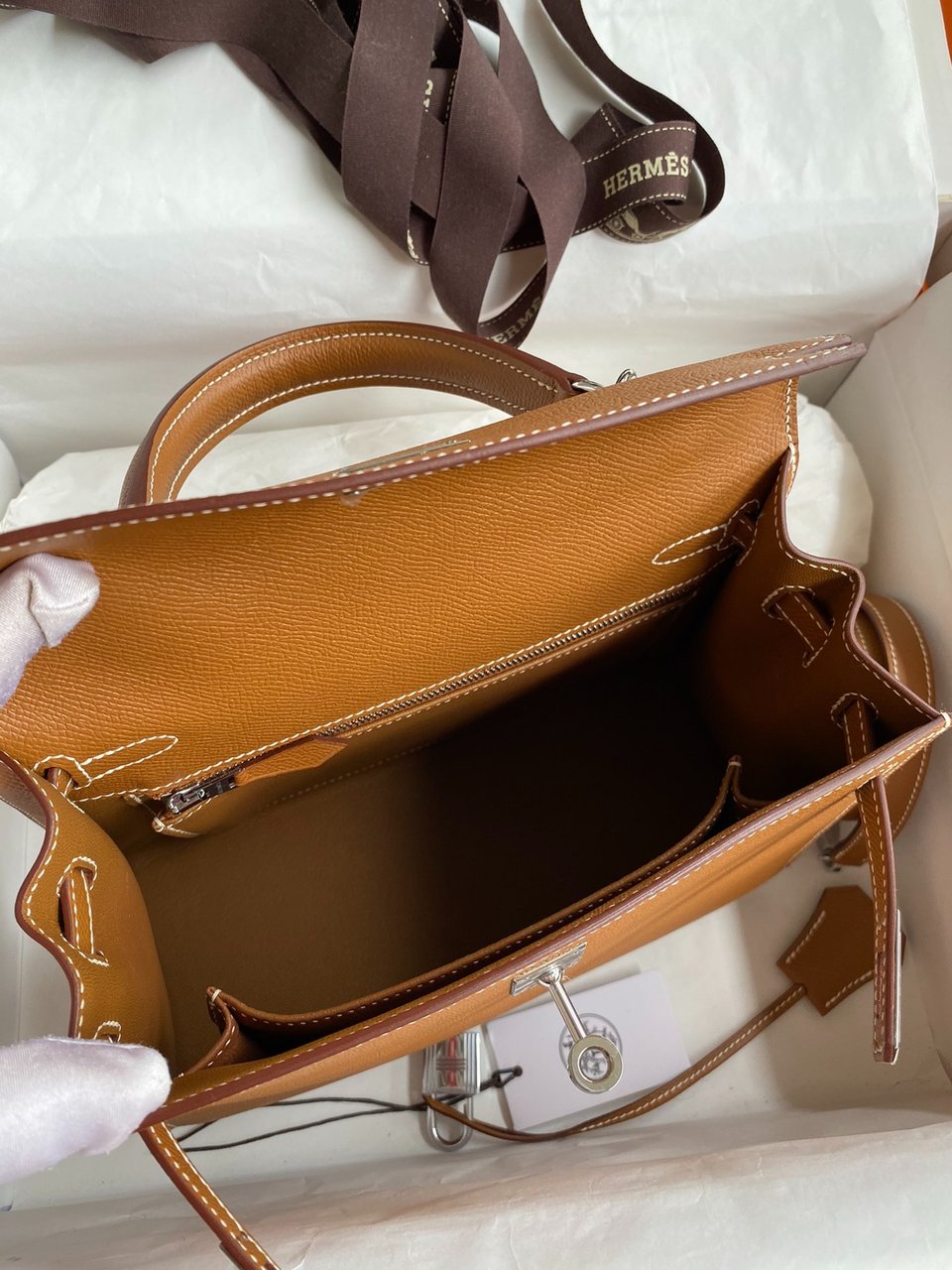 Hermes Kelly 25 Bag In Gold Brown Epsom Leather For Women 25cm/10in view 6