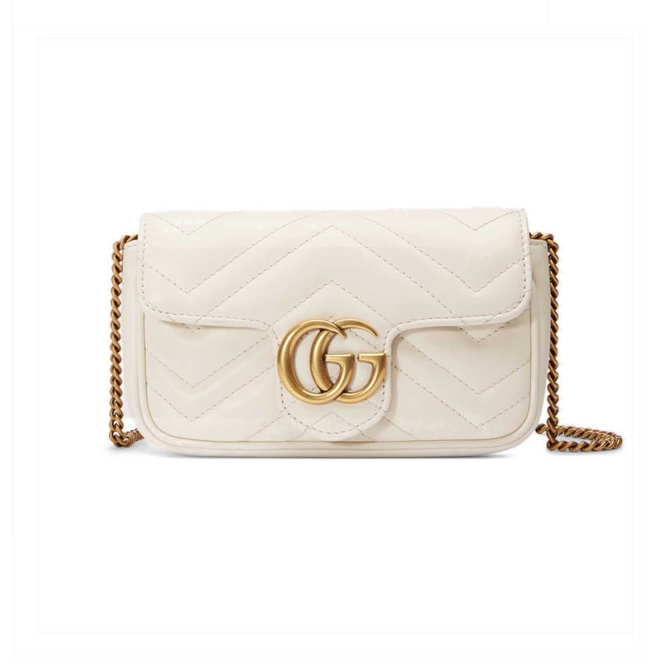 Gucci GG Marmont Matelasse Chevron Leather Super Mini Bag White view 2