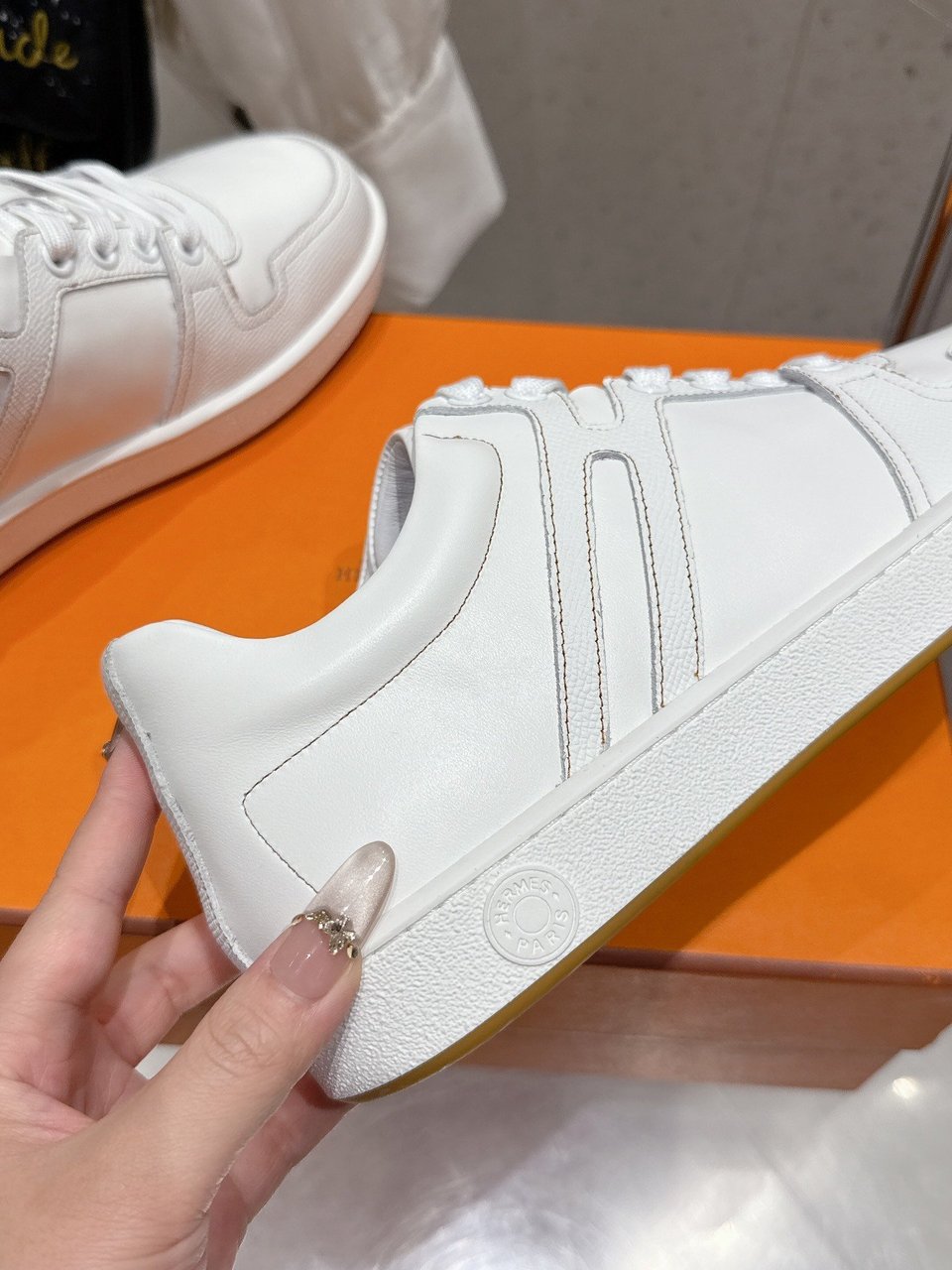 Hermès White Advantage Sneaker- Shoes for Men view 6