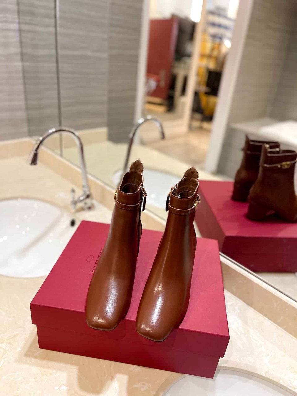 Valentino Garavani Tan Go Ankle Boot In Calfskin Leather Brown view 4