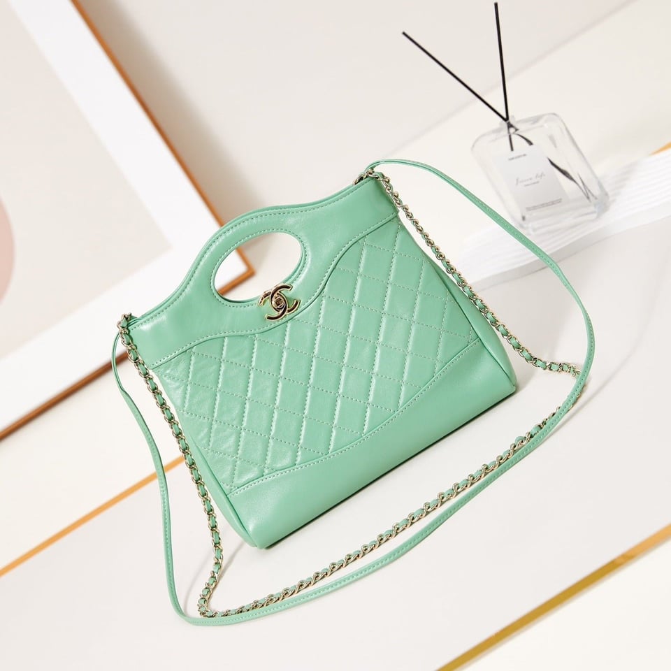 Chanel 24S31 Mini Shopping Bag 22Cm Light Green Lambskin Gold Hardware view 2