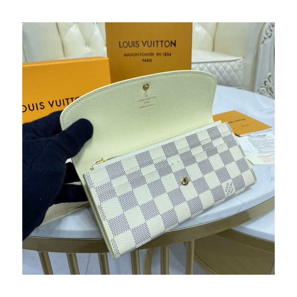 Louis Vuitton Damier Azur Emilie Wallet Beige view 9