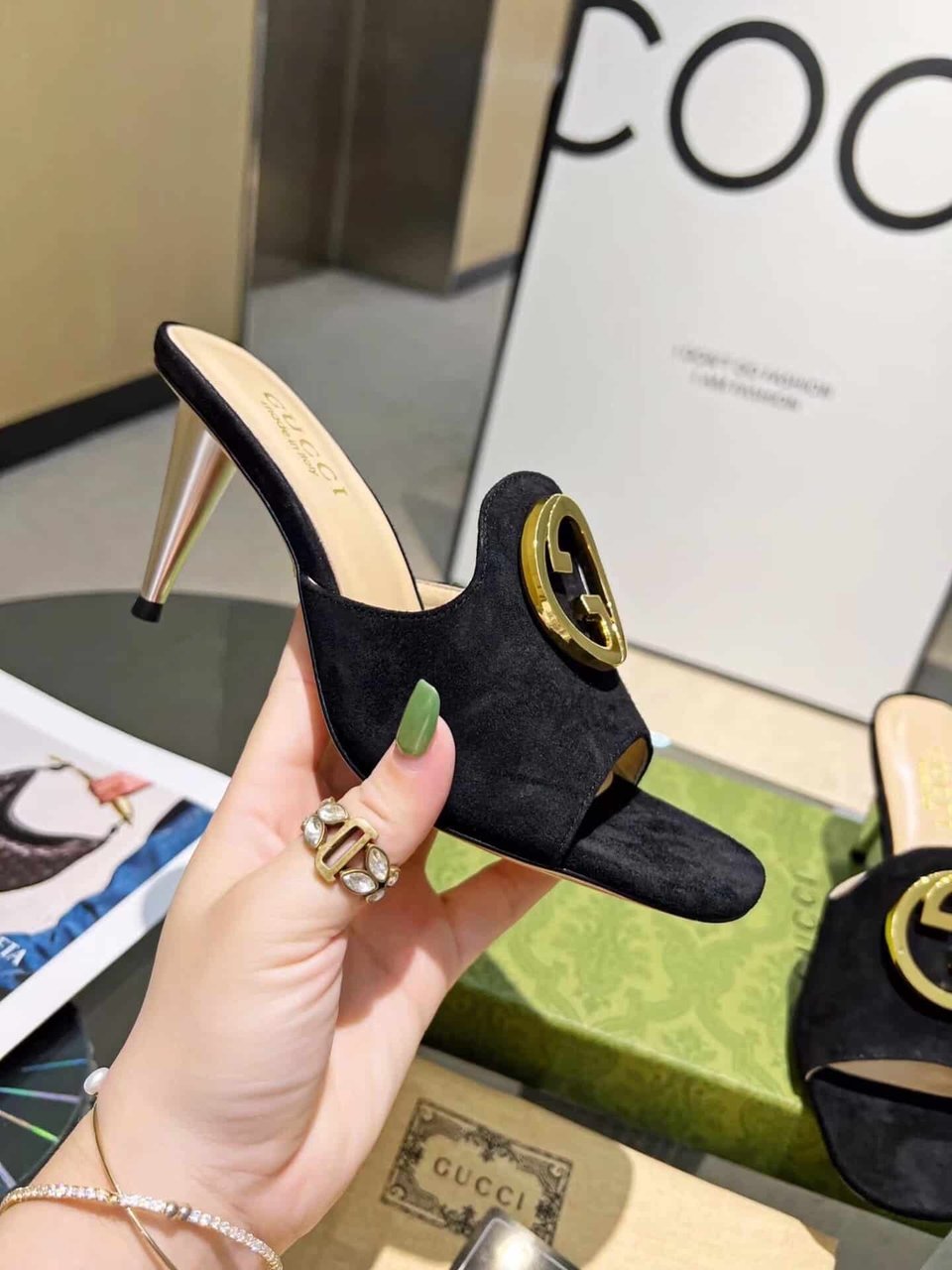 Gucci Blondie Slide Sandal Black view 9