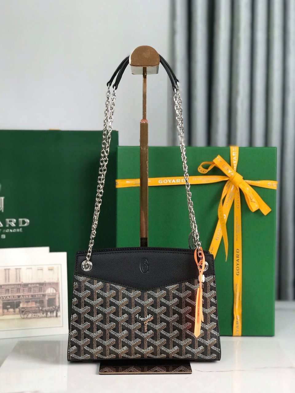 Goyard Rouette Structuré Mini Bag 21 Cm Black Goyardine Canvas And Calfskin view 3