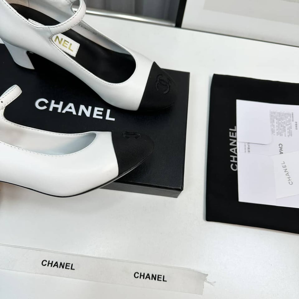 Chanel Mary Janes White G45118 view 3