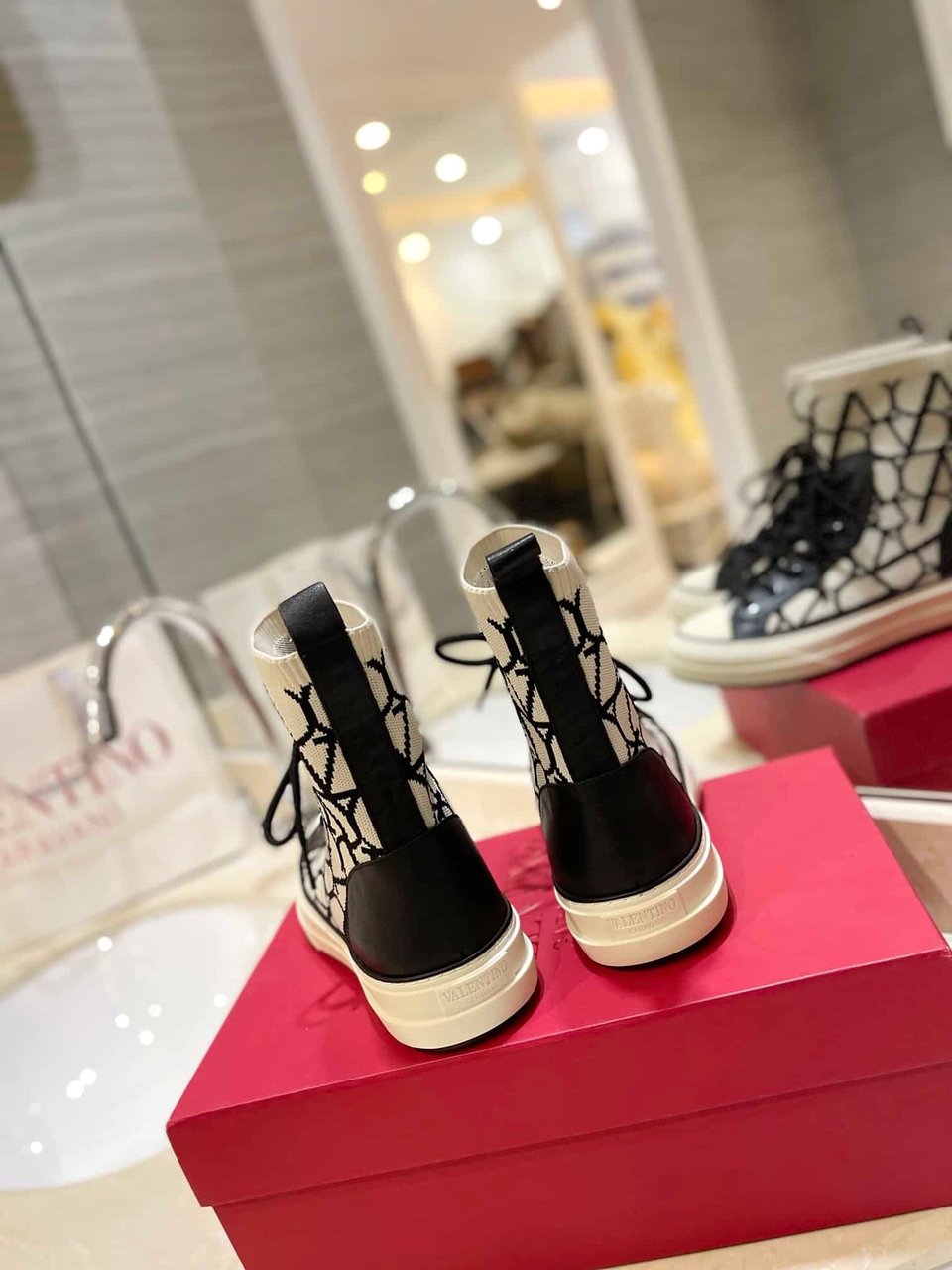 Valentino Garavani Toile Iconographe Socks Sneakers White view 3