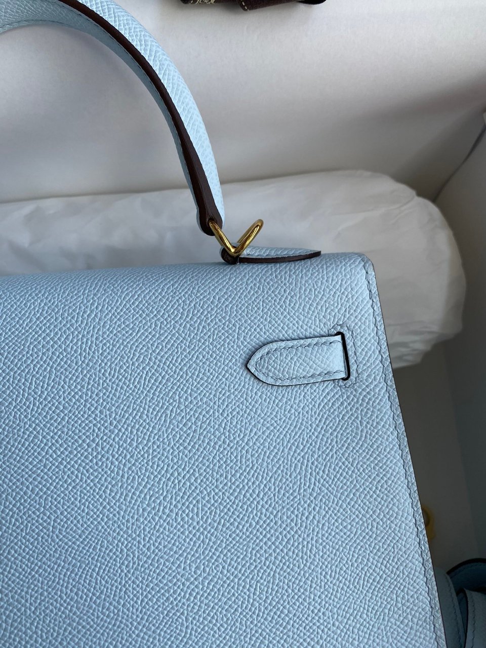 Hermes Kelly 25 Bag In Light Blue Epsom Leather For Women 25cm/10in view 7