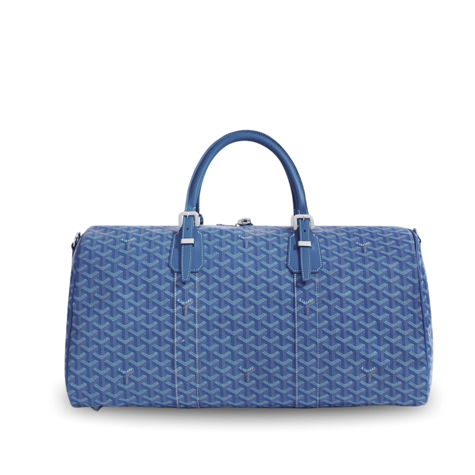 Goyard Boston 50 Bag Cm Sapphire Blue Goyardine Canvas And Calfskin Trim view 2