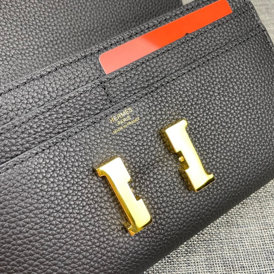Hermes Constance Wallet Epsom Leather Gold Hardware In Black 20cm view 7