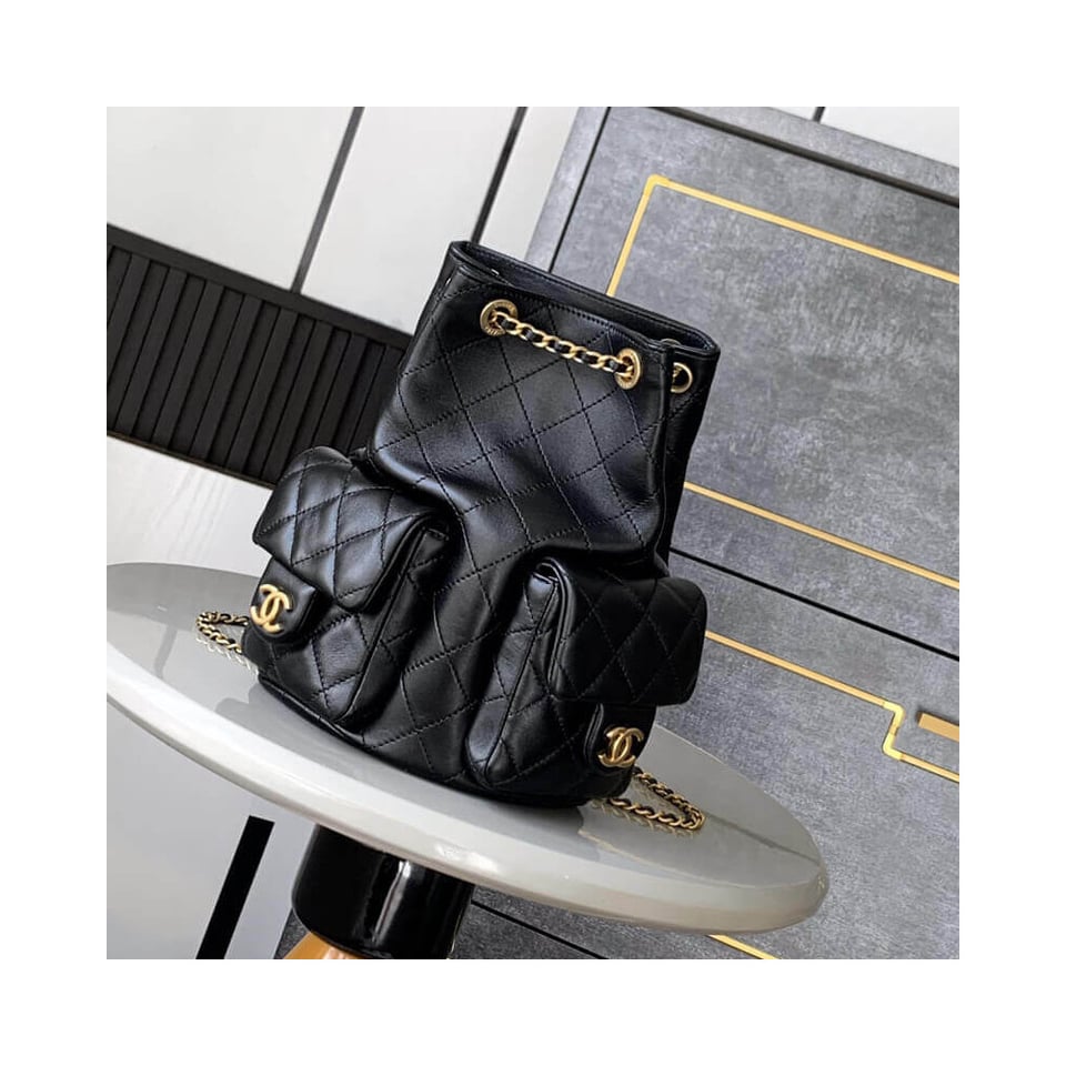 Chanel Lambskin Backpack Black view 5
