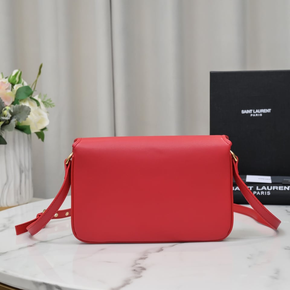 Saint Laurent Le Maillon Satchel In Smooth Leather Red view 8