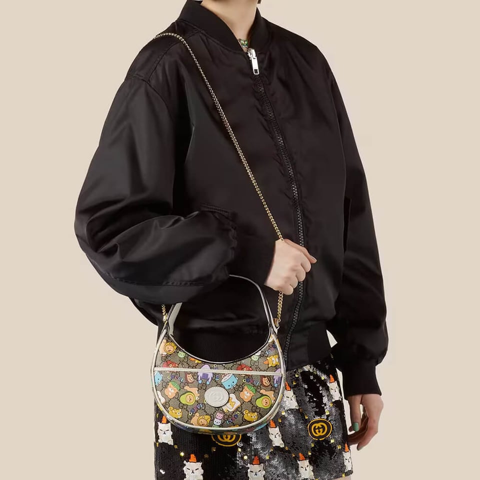 Gucci Half-Moon-Shaped Mini Bag with Interlocking G Animal Print view 3