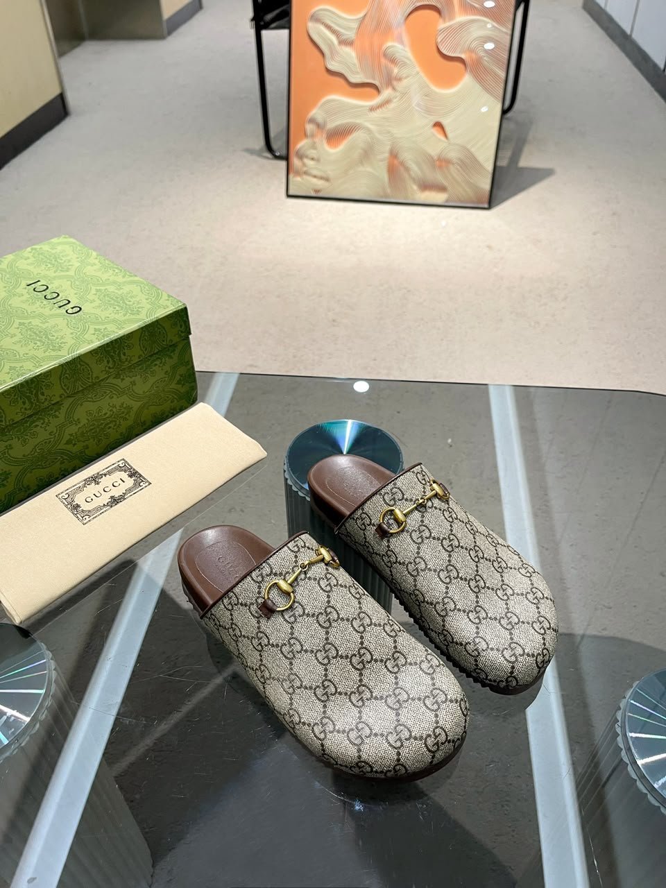 Gucci Mule With Horsebit Beige And Ebony GG Supreme Canvas 749815 For Women view 8