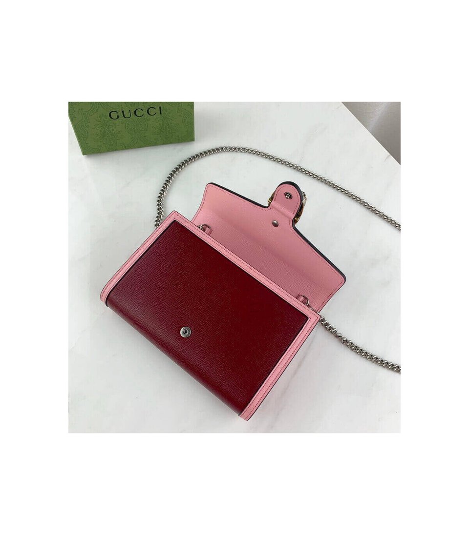 Gucci Dionysus Mini Chain Bag in Red and Pink Leather 20cm view 8