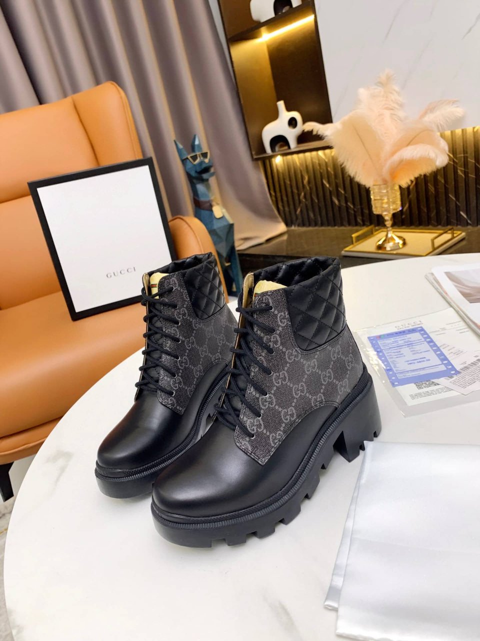 Gucci Gg Supreme Ankle Boots Black 659691 Uc810 1000 view 3