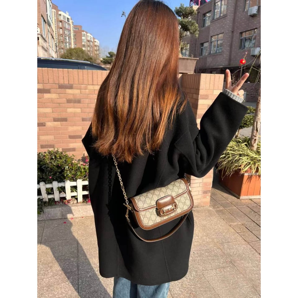 Gucci Horsebit 1955 GG Supreme Canvas Should Bag Brown view 7