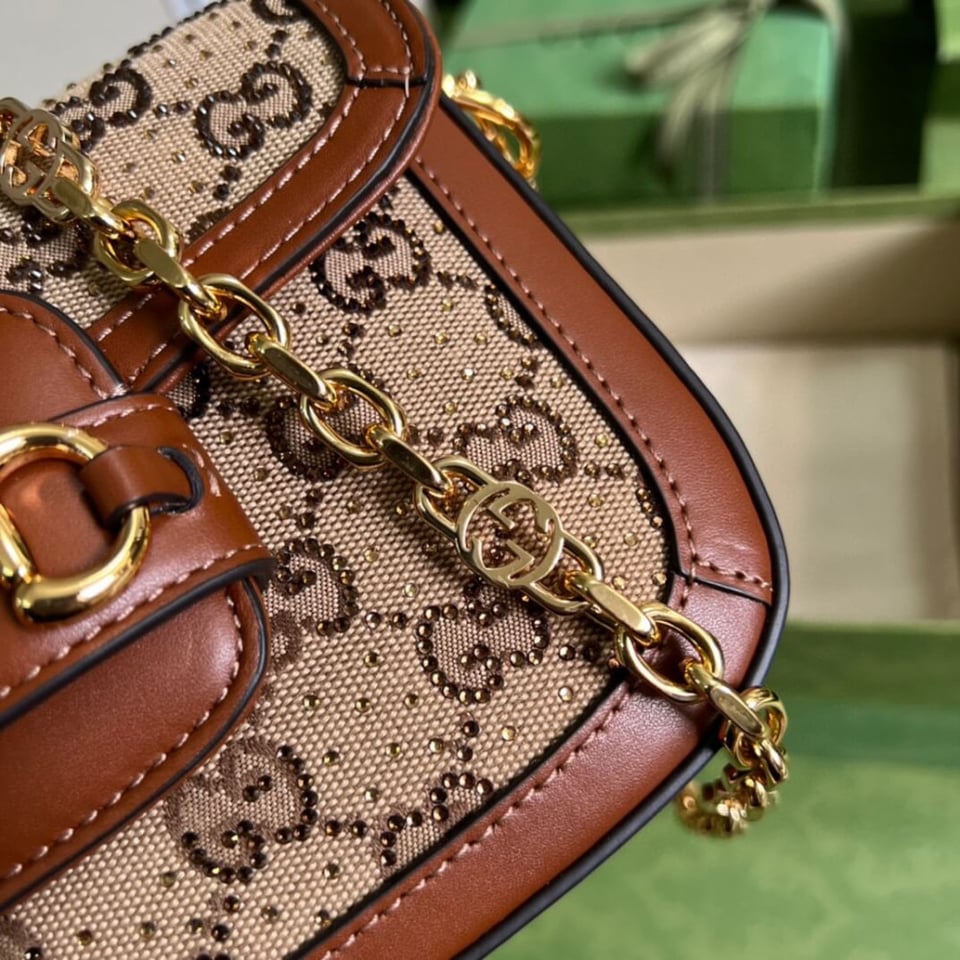 Gucci Horsebit 1955 Crystals Mini Bag view 12