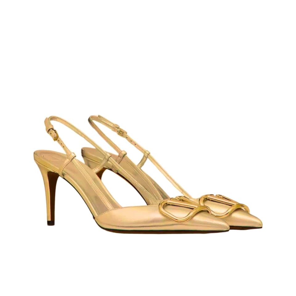 Valentino Vlogo Signature Slingback Pump In Gold view 2