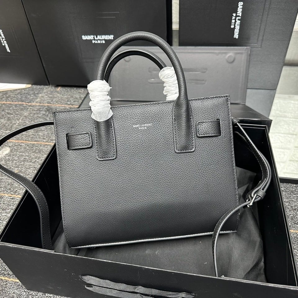 Saint Laurent Sac De Jour Baby In Grained Leather Black 26Cm view 9